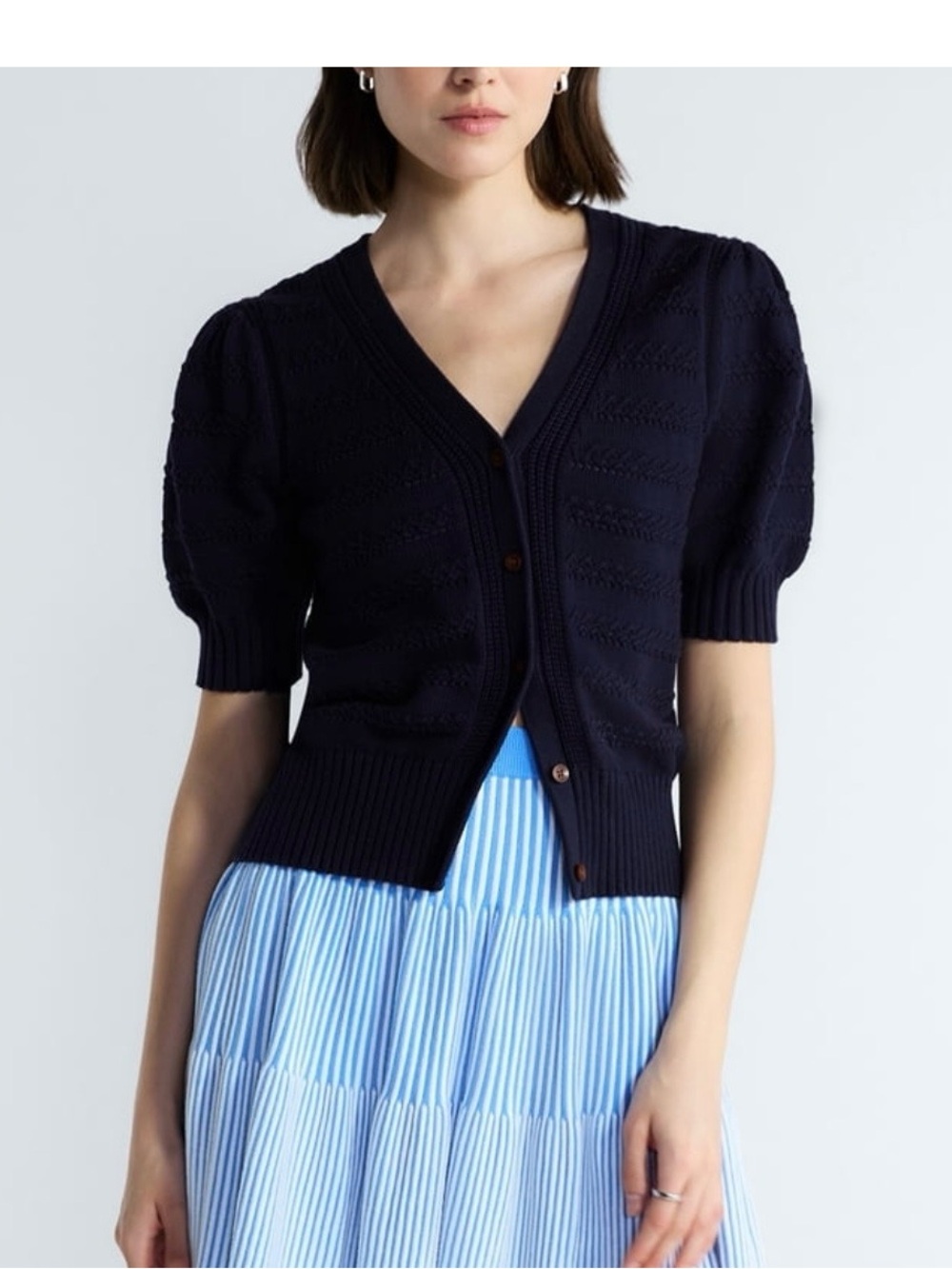 Free Assembly Navy Cotton Cardigan Sweater M